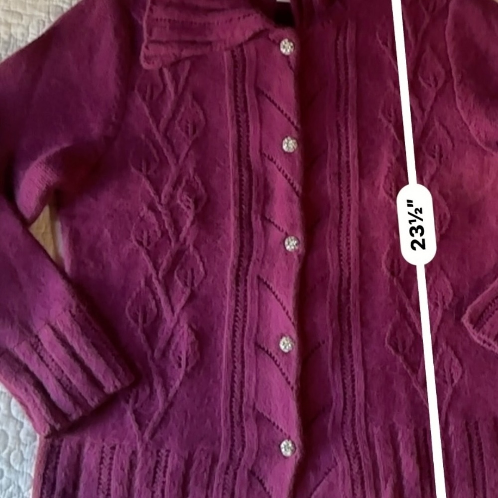 Christopher & Banks Women's Purple Collared Cardigan Sweater Size L - Picture 9 of 12